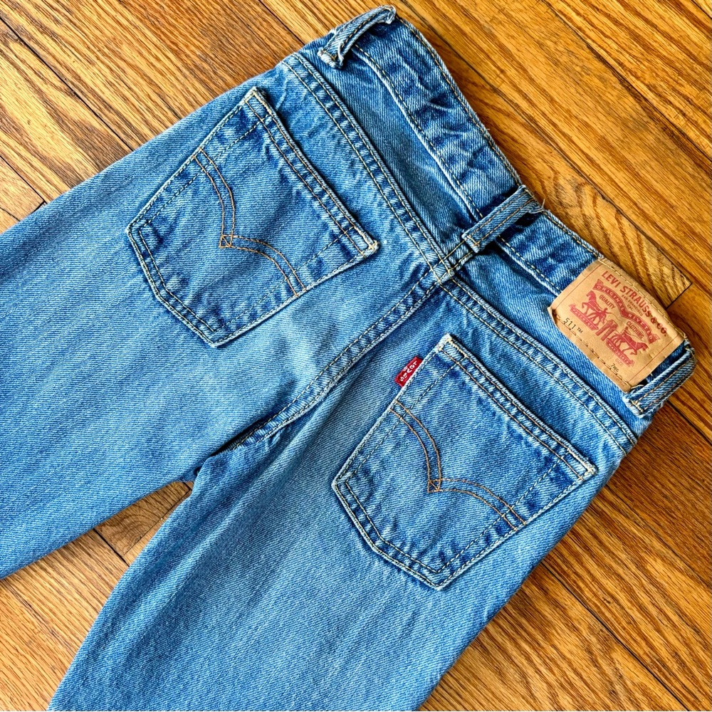 LEVI’S GIRL’S 511 BLUE JEANS Cotton Tough Casual Play Elastic Whiskered SIZE 7